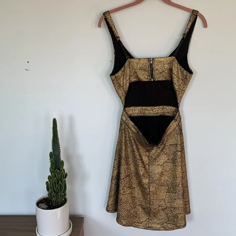 Dainty Hooligan gold snake skin party dress size small - Picture 7 of 13